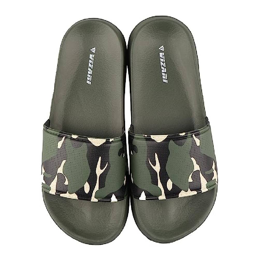 Youth Camo Soccer Slide Sandals - Green Khaki - Vizari Sports