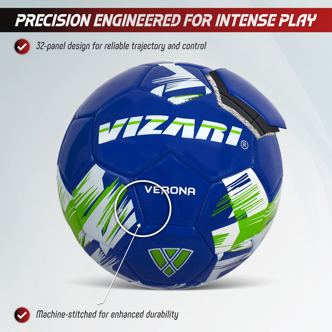 Verona Soccer Ball-Blue/White/Green - Vizari Sports