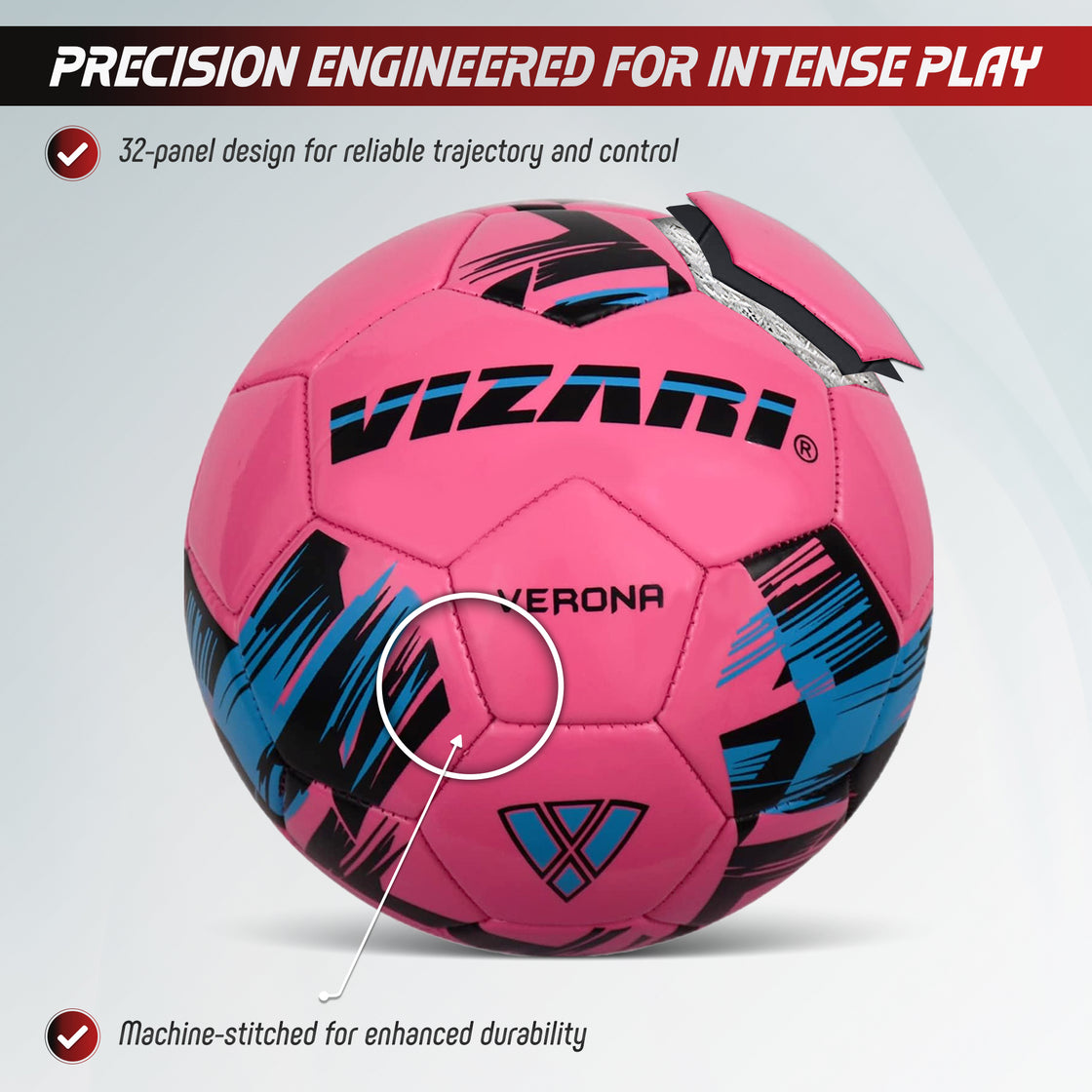 Verona Soccer Ball-Pink/Black/Sky - Vizari Sports