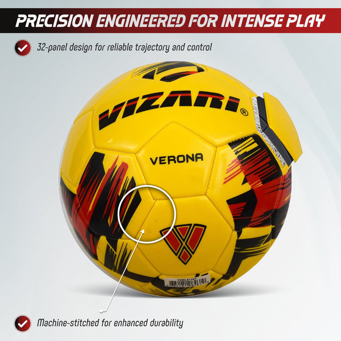 Verona Soccer Ball-Yellow/Black/Red - Vizari Sports