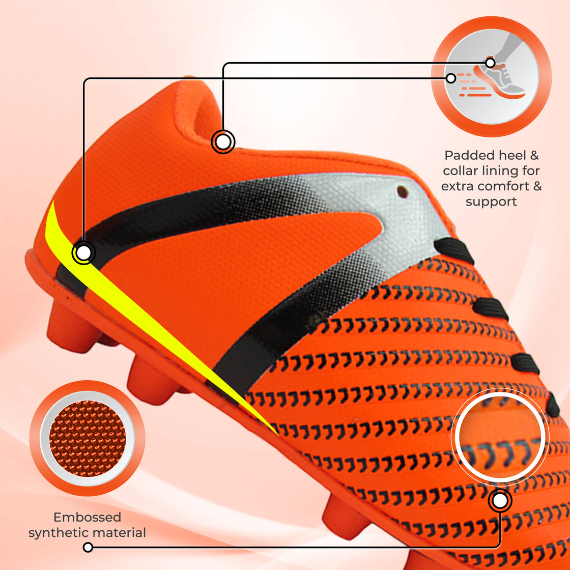 Impact Firm Ground Soccer Shoes -Orange/Silver - Vizari Sports