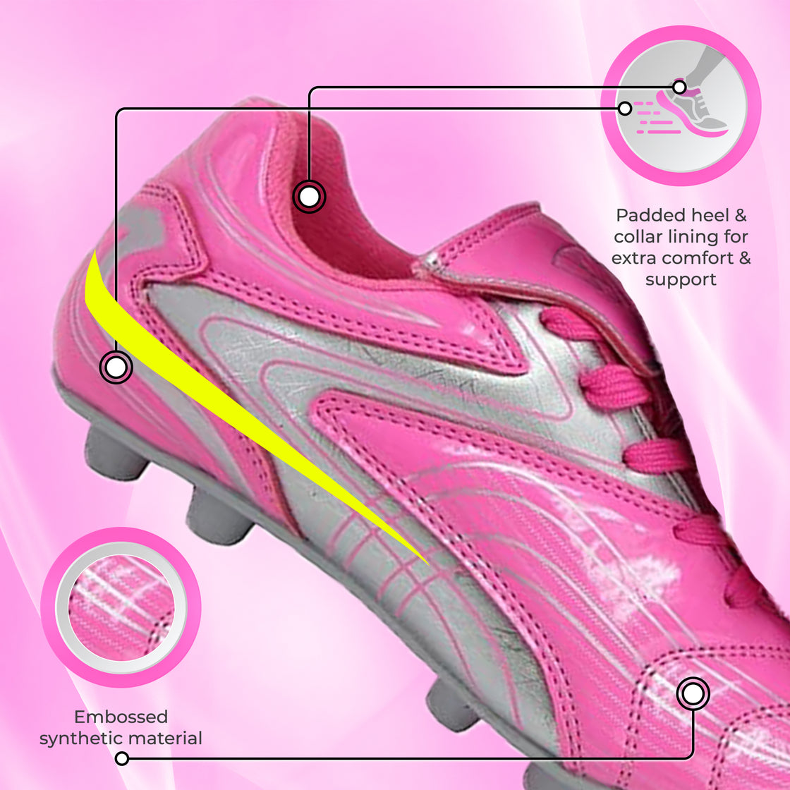 Striker Firm Ground Soccer Shoes -Pink/Silver - Vizari Sports