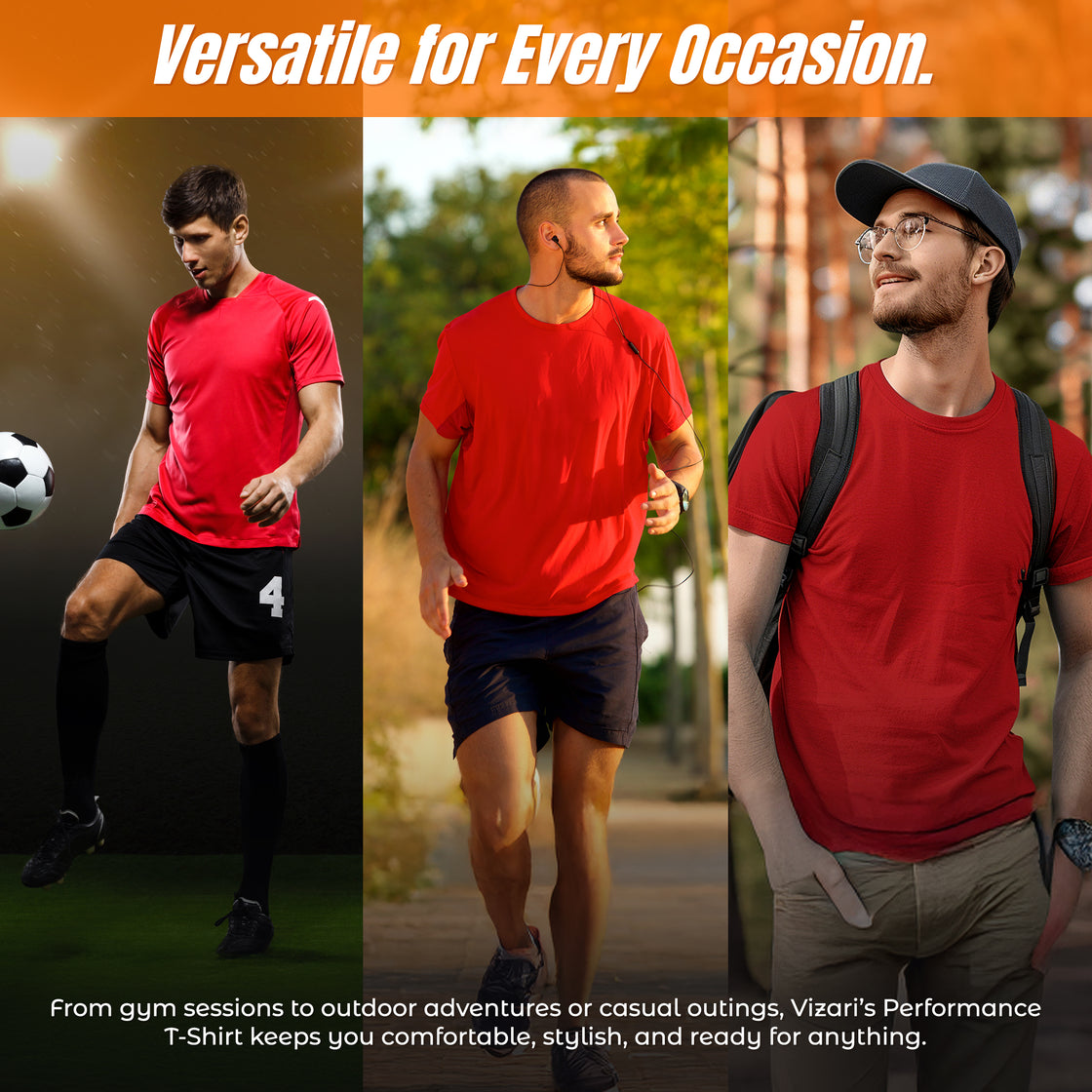 Performance T-Shirt-Red - Vizari Sports