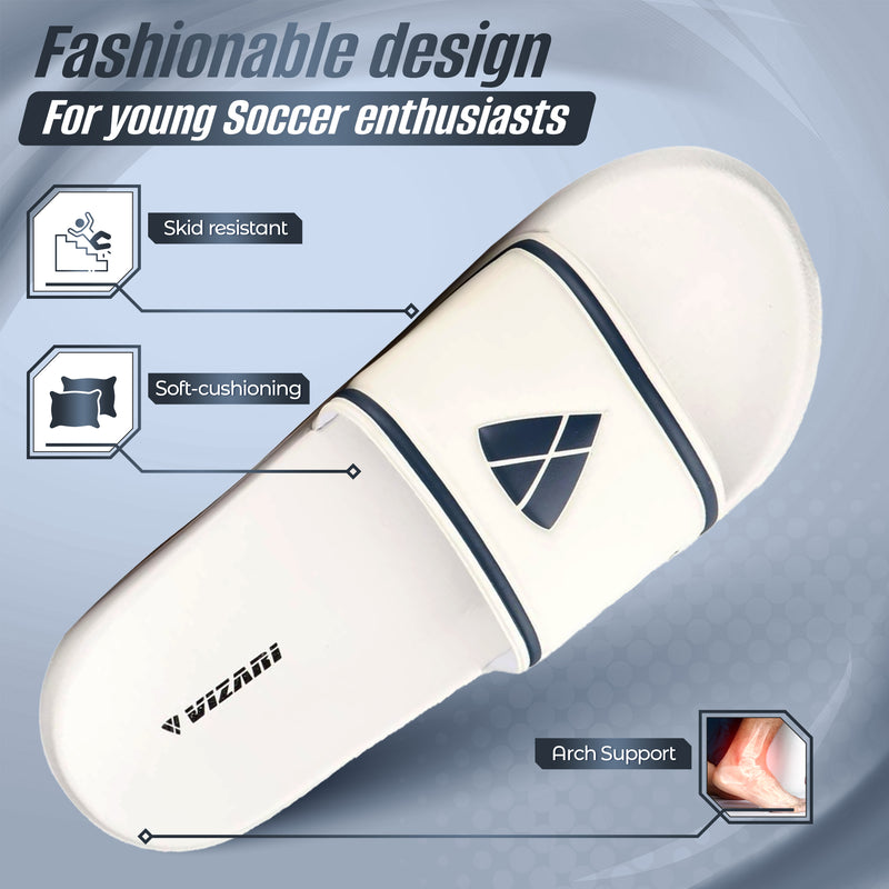 Adult Soccer Slide Sandals - White - Vizari Sports