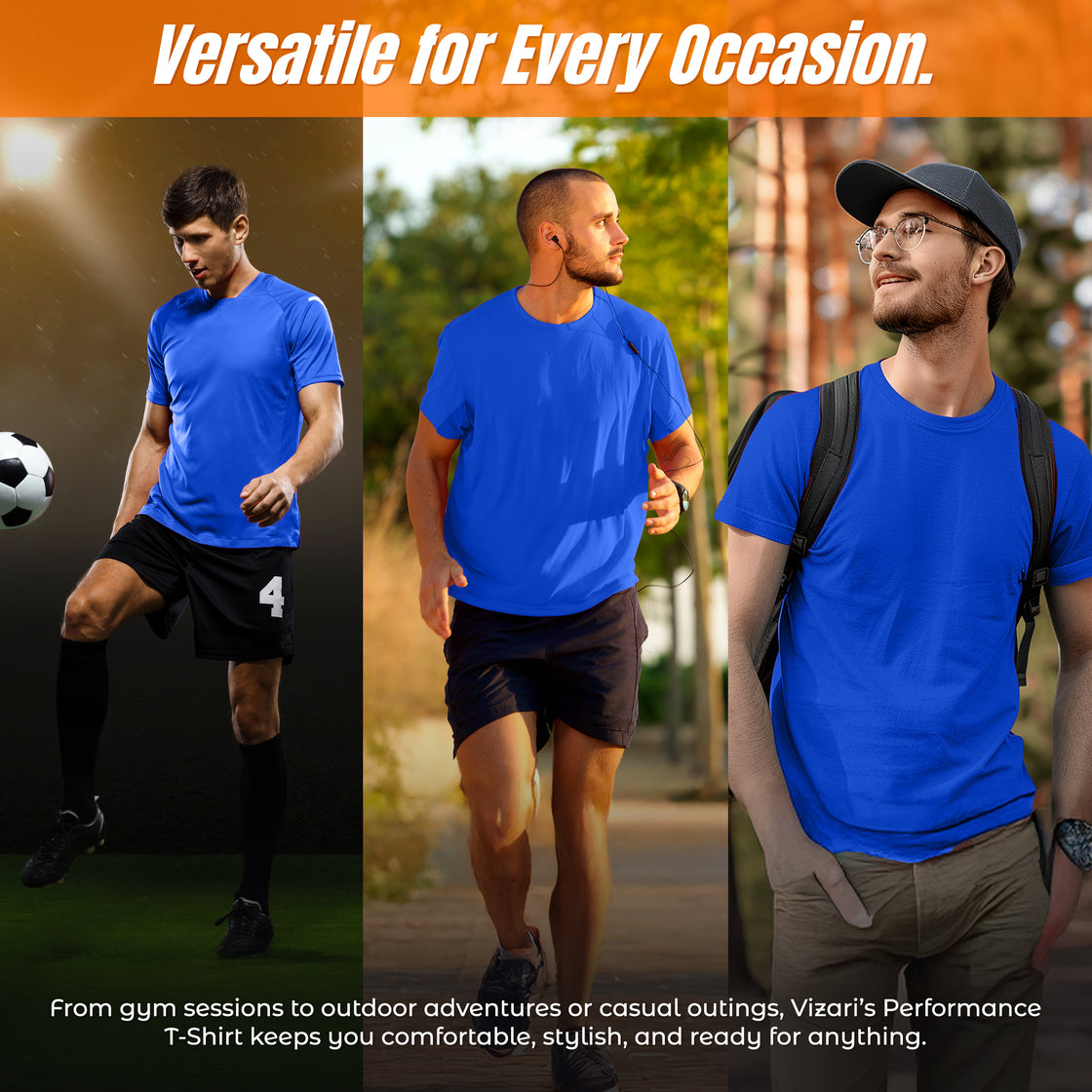 Vizari Performance T-Shirt for Men - Royal Blue - Vizari Sports