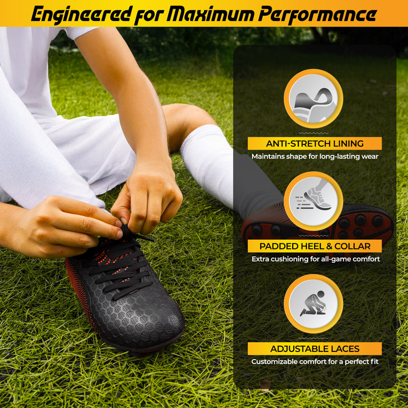 Stealth Firm Ground Soccer Shoes -Black/Orange - Vizari Sports