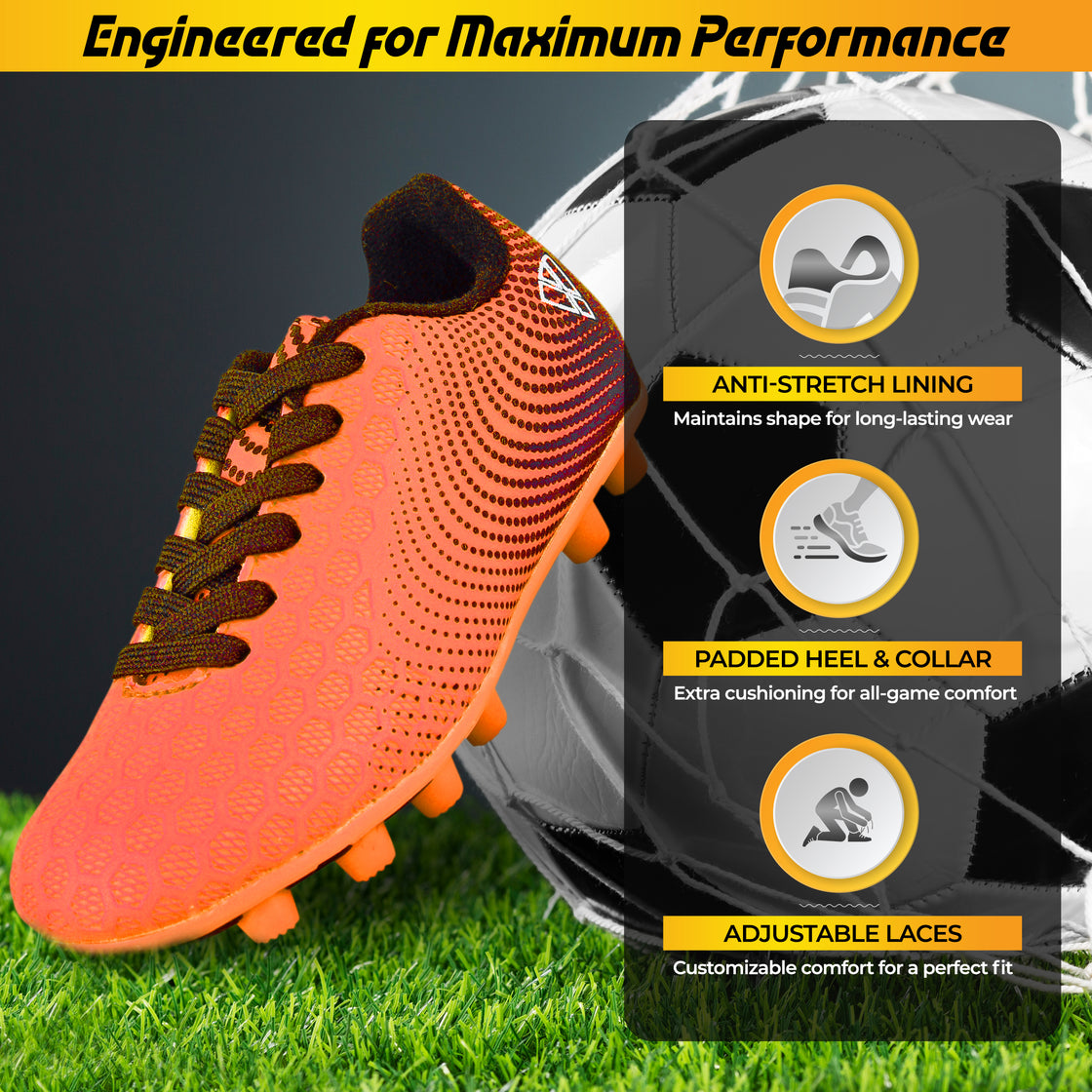 Stealth Firm Ground Soccer Shoes -Orange/Black - Vizari Sports