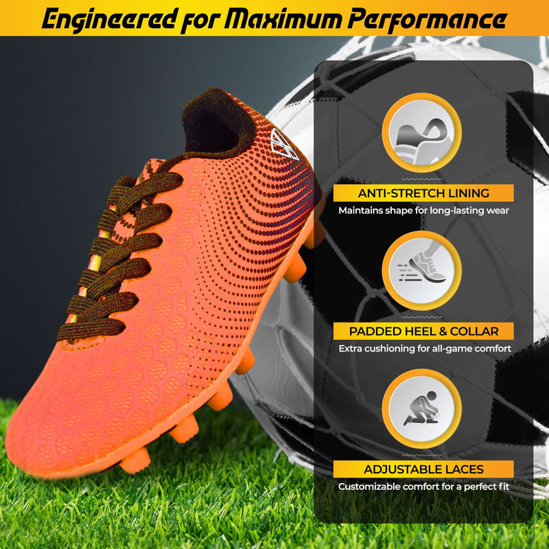 Stealth Firm Ground Soccer Shoes -Orange/Black - Vizari Sports
