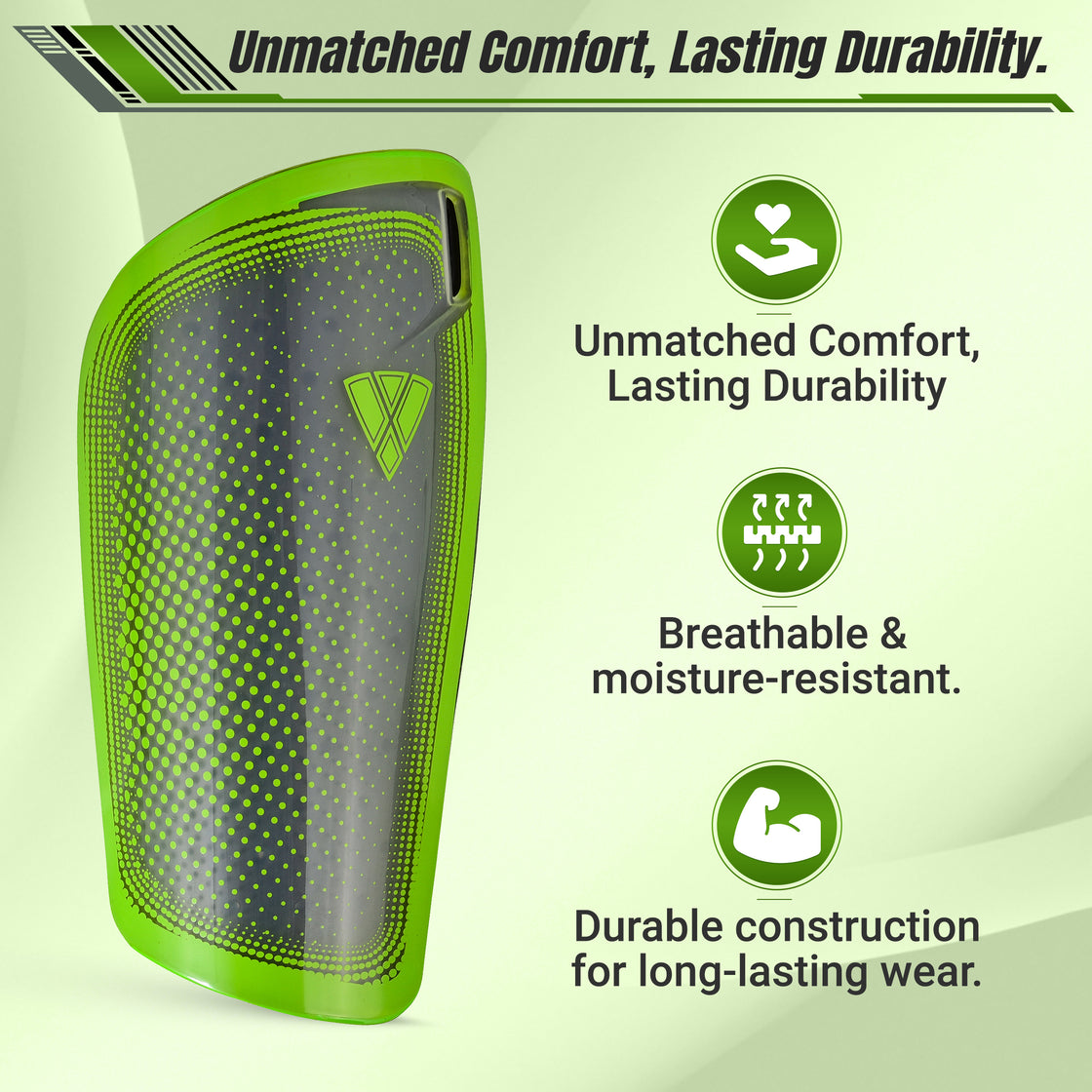 Atletico Soccer Shin Guard with Compression Pocket Sleeve - Green/Grey - Vizari Sports