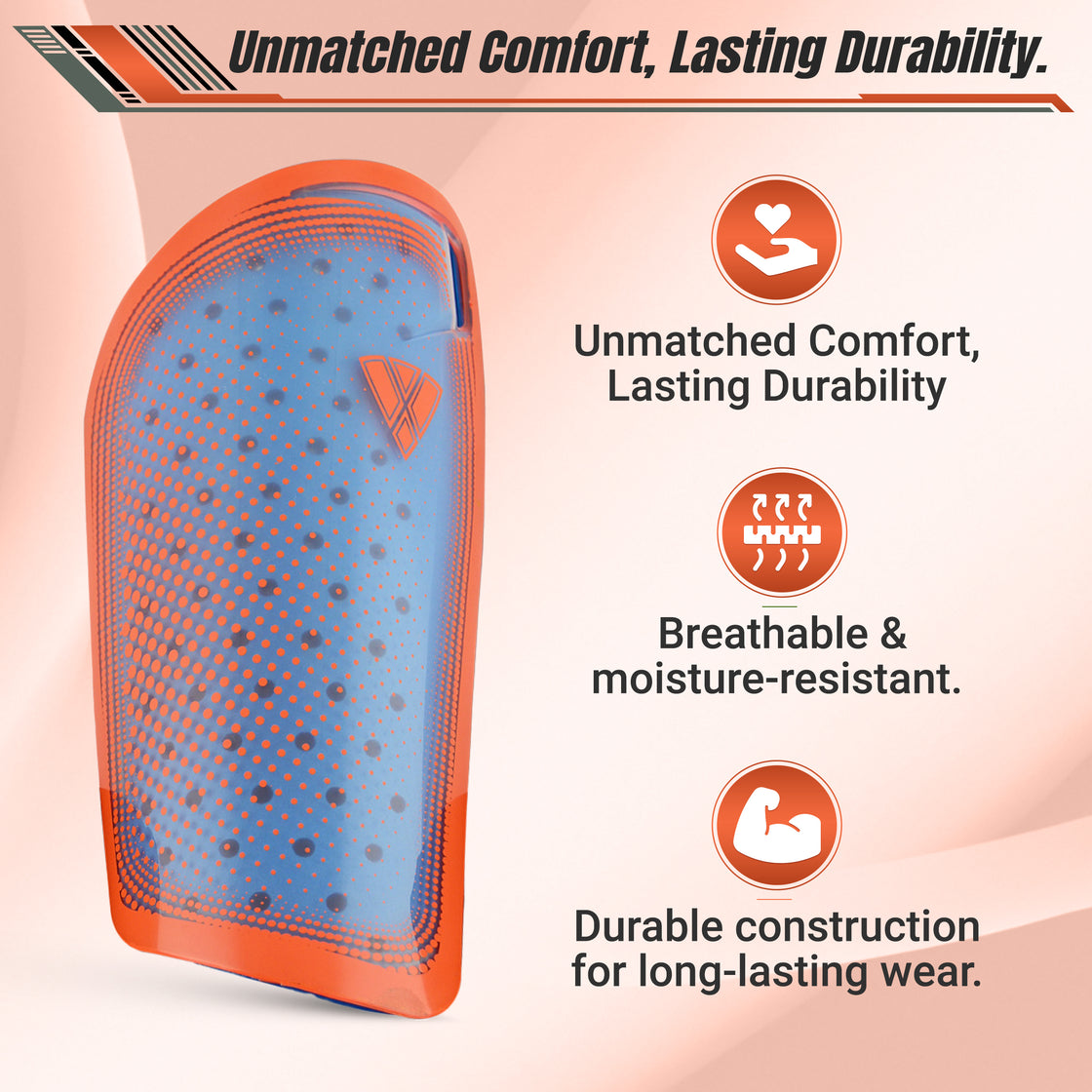 Atletico Soccer Shin Guard with Compression Pocket Sleeve - Orange/Blue - Vizari Sports