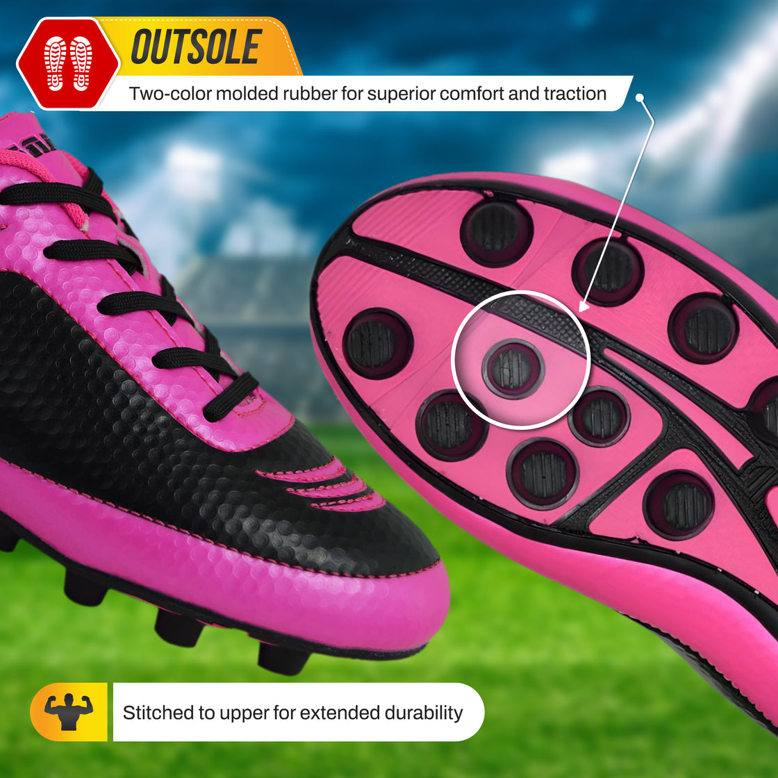 Infinity Firm Ground Soccer Shoes -Pink/Black - Vizari Sports