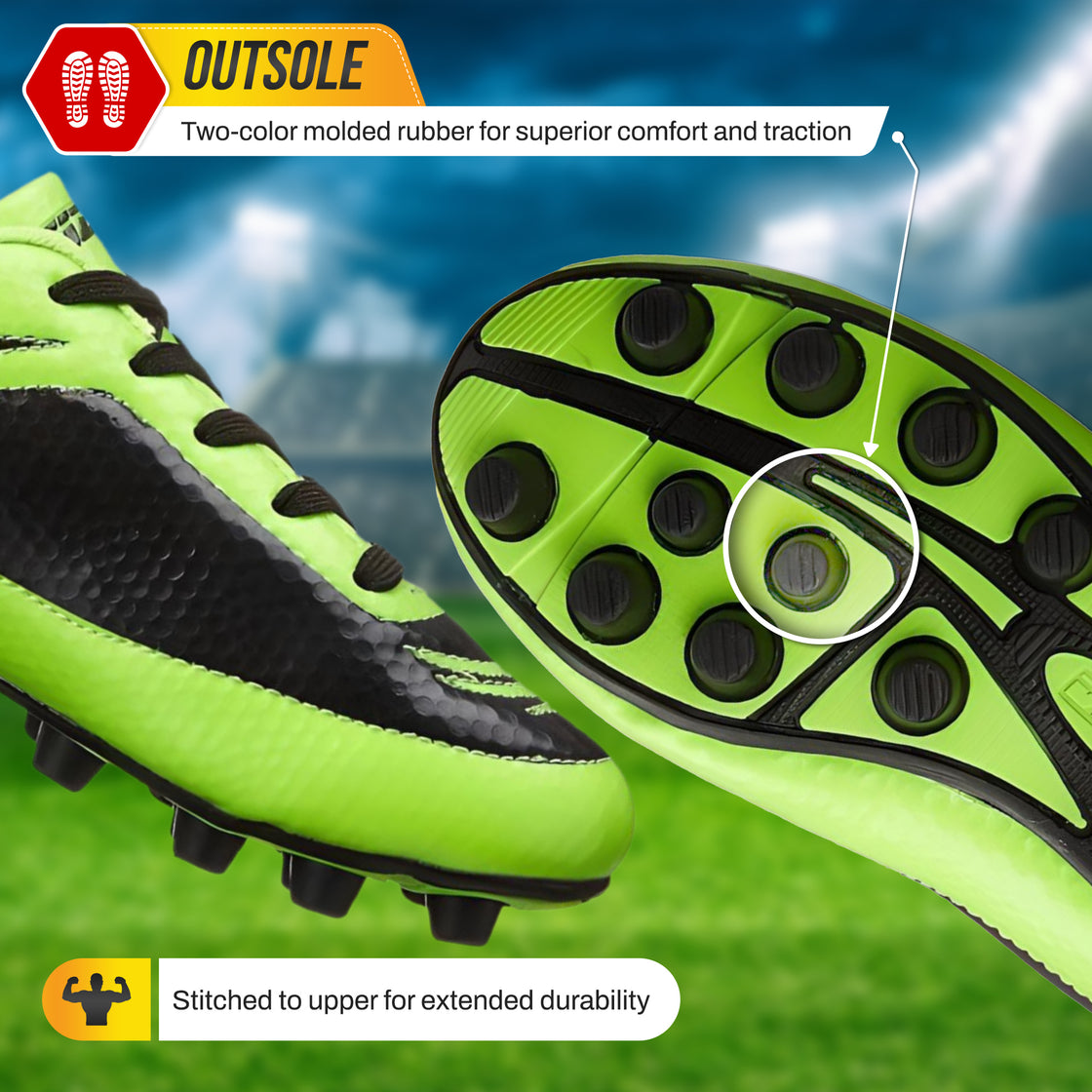 Infinity Firm Ground Soccer Shoes -Green/Black - Vizari Sports