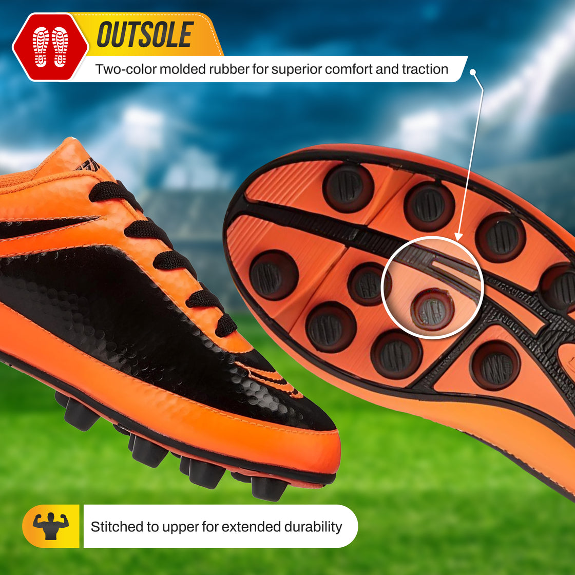 Infinity Firm Ground Soccer Shoes -Orange/Black - Vizari Sports