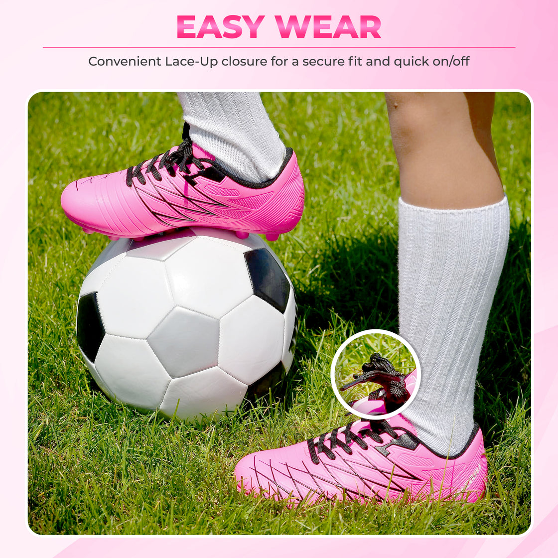 Boca Firm Ground Soccer Shoes - Pink/Black - Vizari Sports