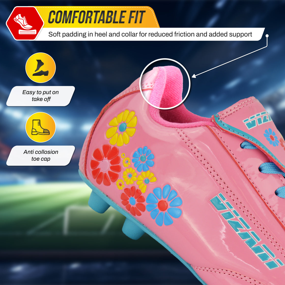 Blossom Firm Ground Soccer Shoes-Pink/Blue - Vizari Sports