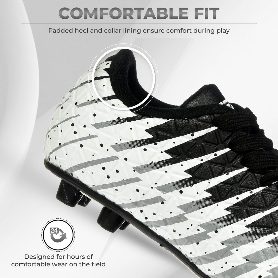 Bolt Firm Ground Soccer Shoes -Black/White/Silver - Vizari Sports