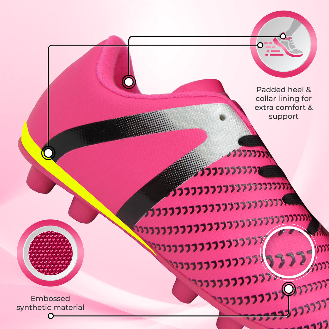 Impact Firm Ground Soccer Shoes -Pink/Silver - Vizari Sports