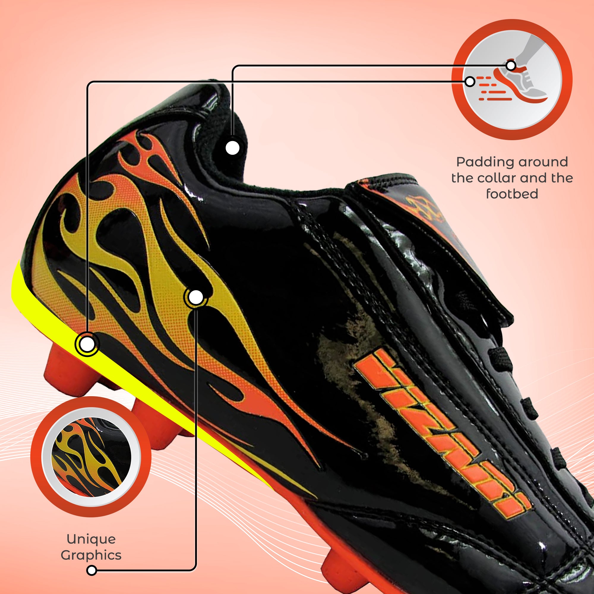 Blaze Firm Ground Soccer Shoes - Black/Orange