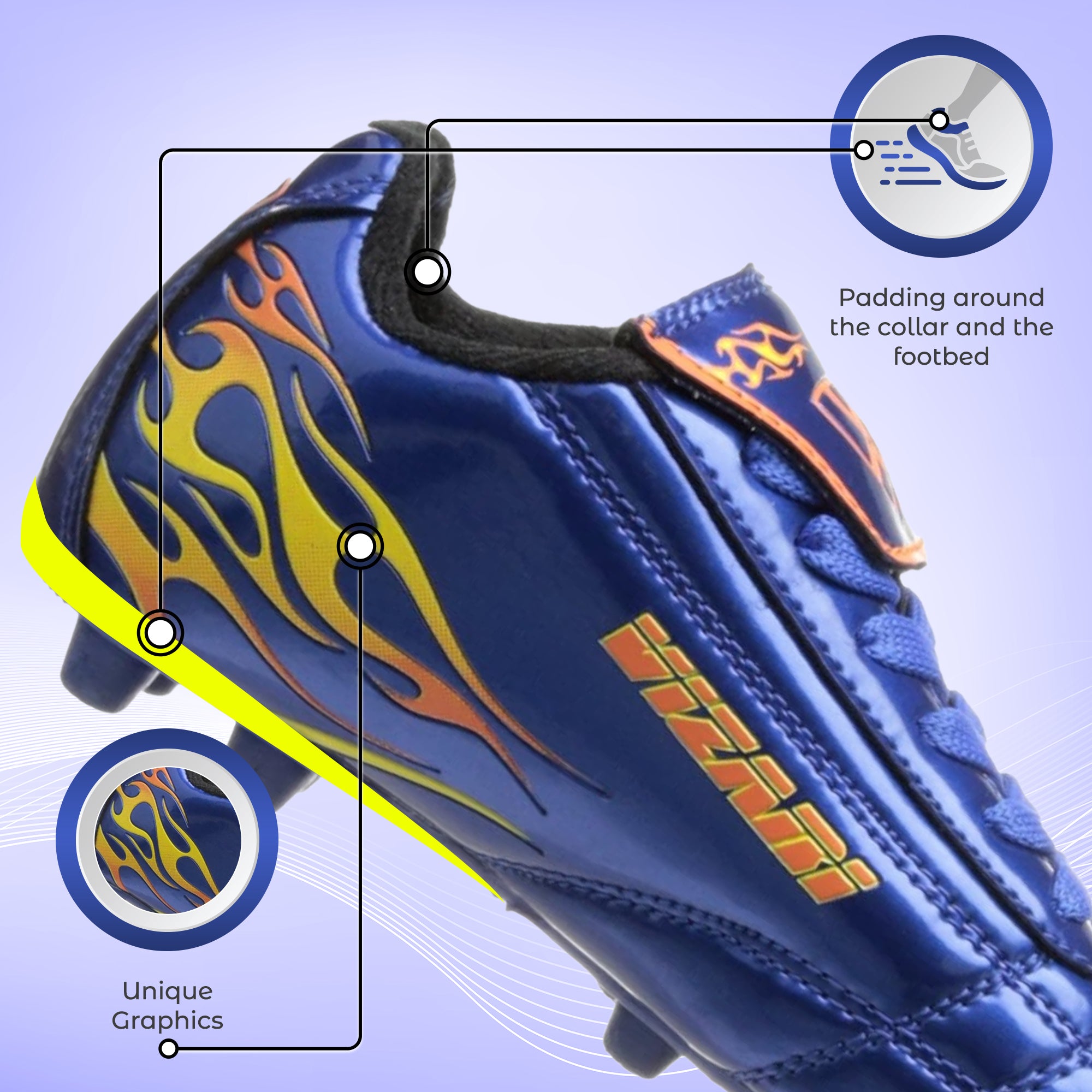 Blaze Firm Ground Soccer Cleats - Blue/Orange