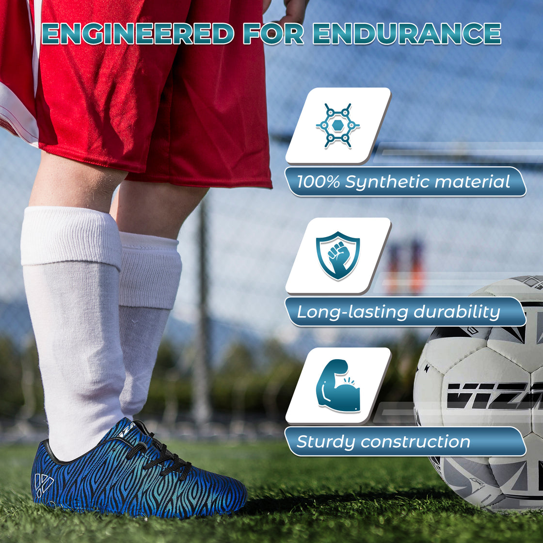 Teramo Firm Ground Soccer Shoes -Blue/Black - Vizari Sports