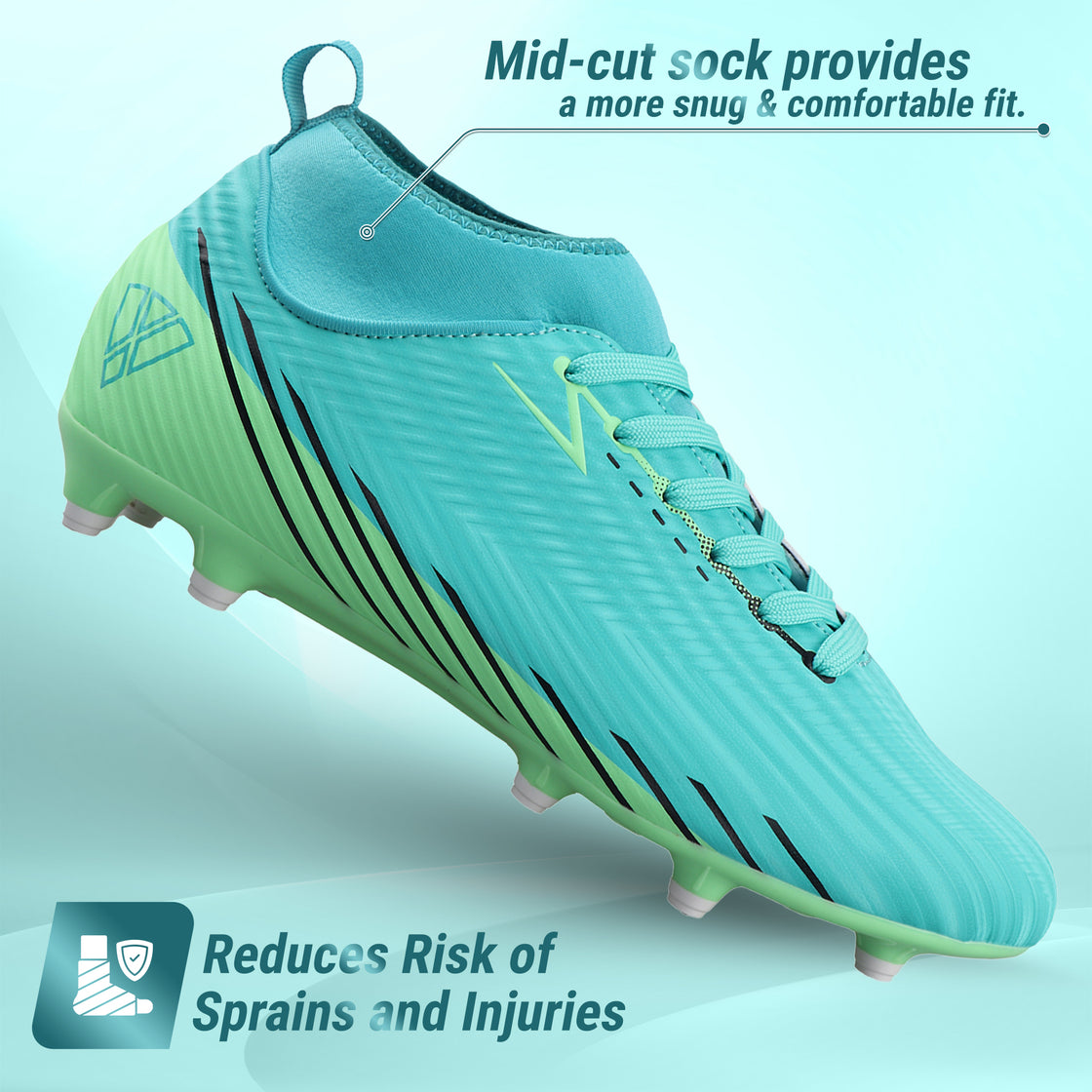 Tesoro Firm Ground Mid-Cut Soccer Shoes - Aqua/Mint - Vizari Sports