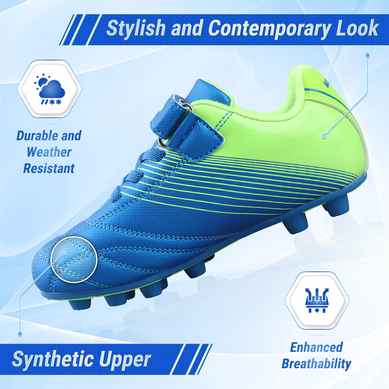 Loma Velcro Firm Ground Soccer Cleats - Blue/Green - Vizari Sports