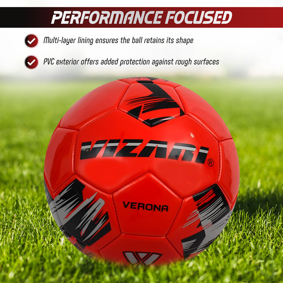 Verona Soccer Ball-Red/Black/Silver - Vizari Sports