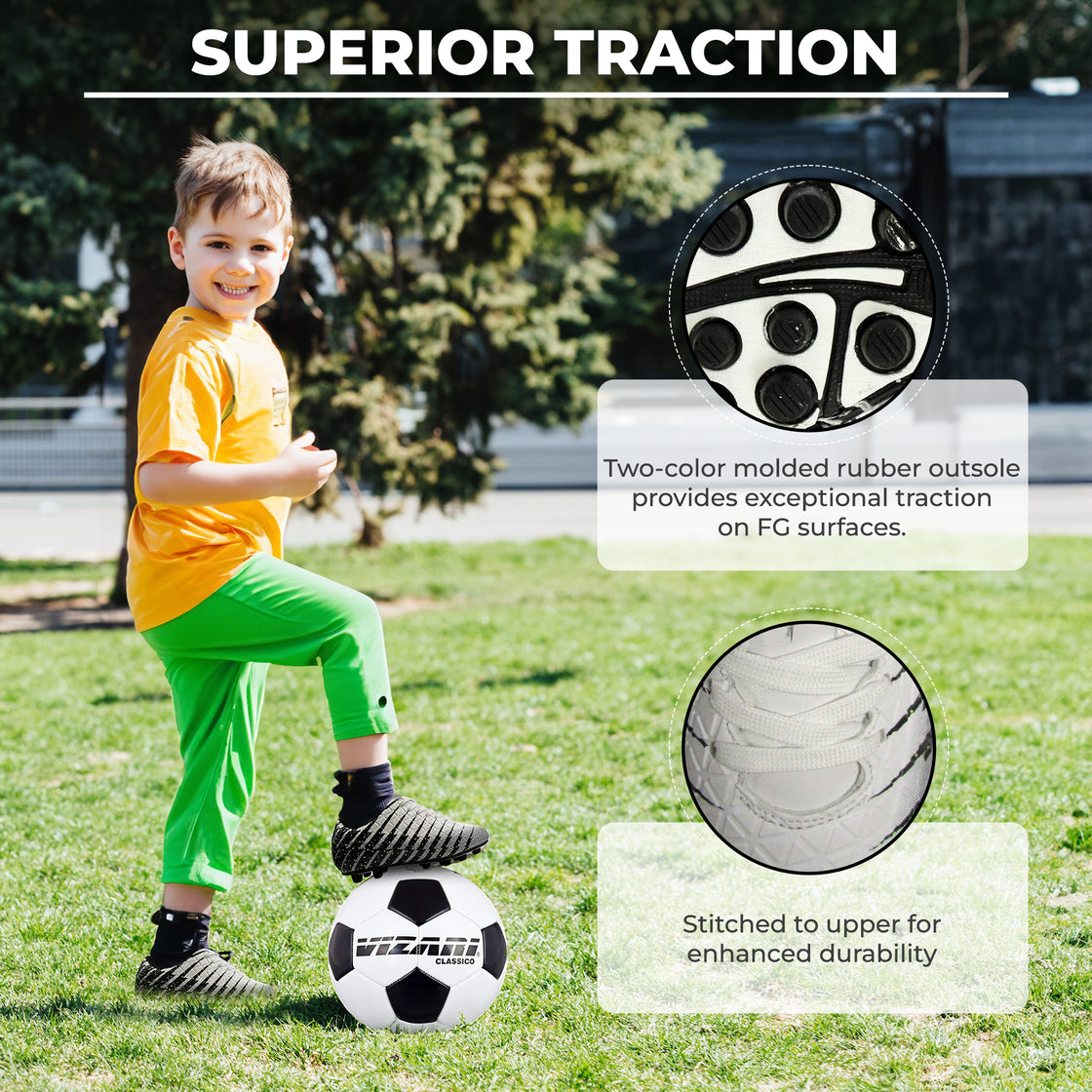 Bolt Firm Ground Soccer Shoes -White/Black/Silver - Vizari Sports