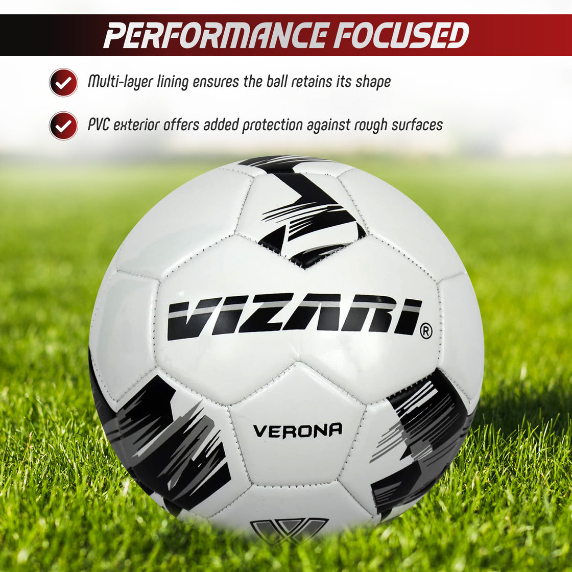 Verona Soccer Ball-White/Silver/Black - Vizari Sports