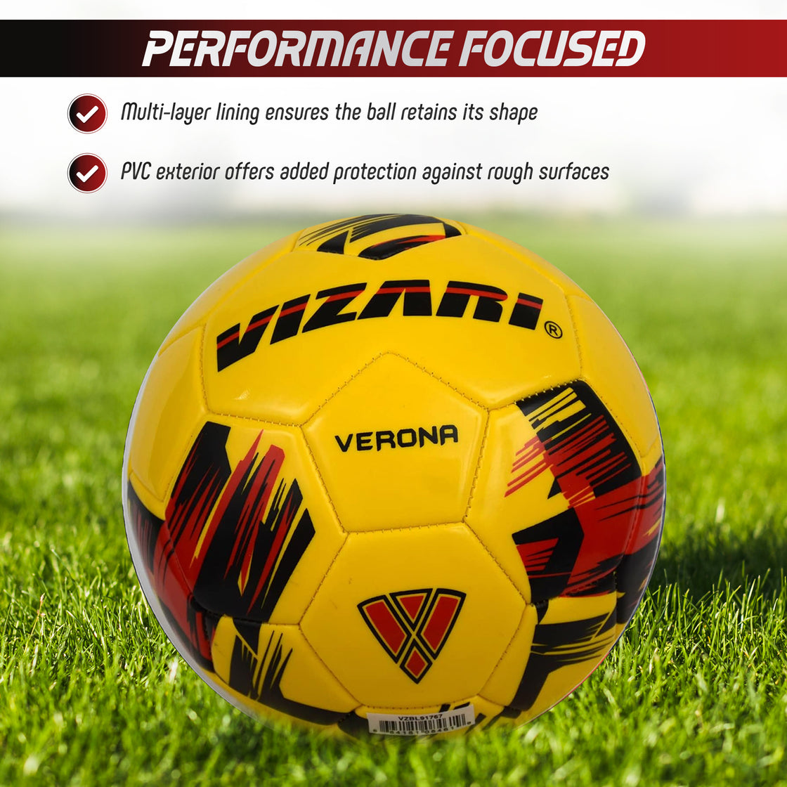 Verona Soccer Ball-Yellow/Black/Red - Vizari Sports