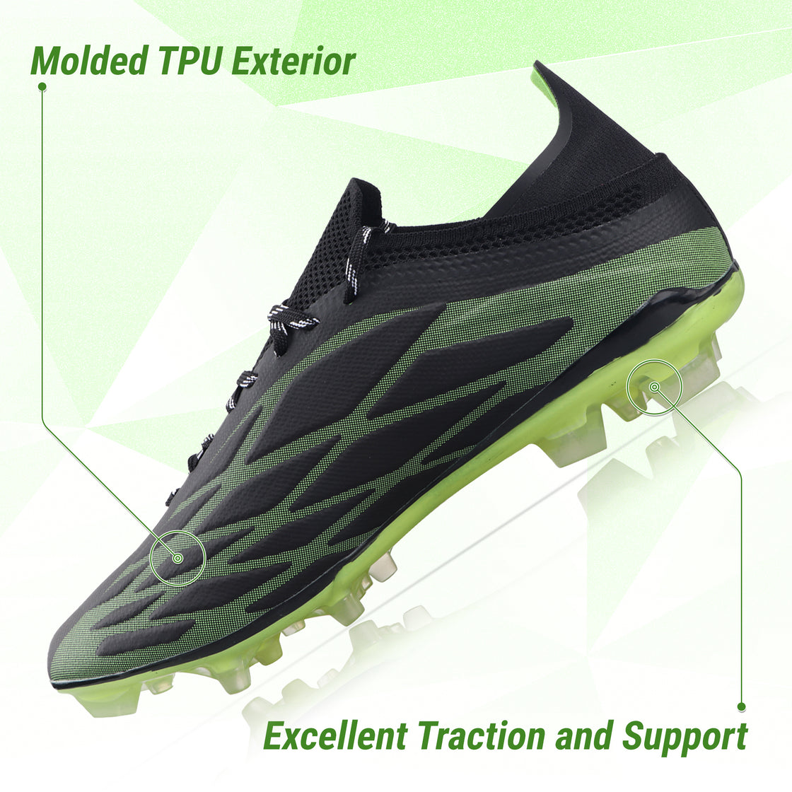 Provo Adult Firm Ground Soccer Cleats - Black/Lime - Vizari Sports