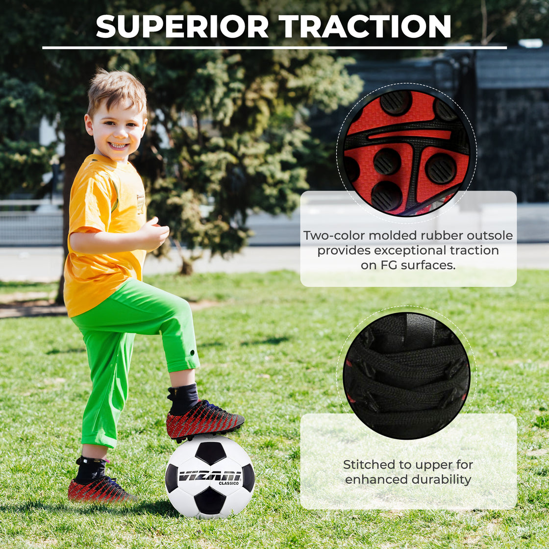 Bolt Firm Ground Soccer Shoes -Black/Red/Silver - Vizari Sports