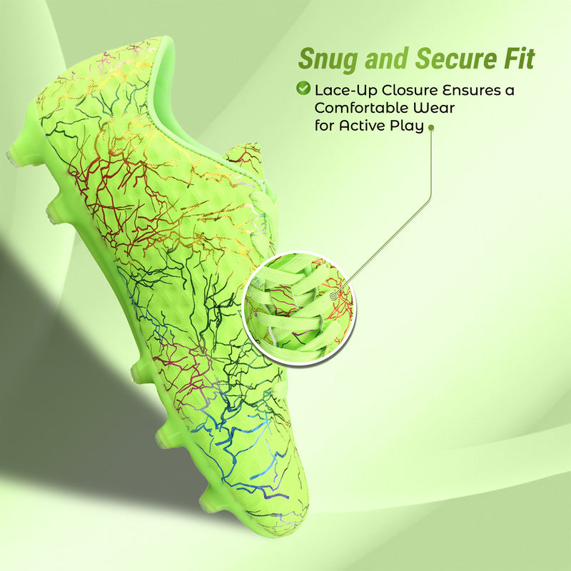 Vizari Zodiac JR green youth soccer cleat, top view