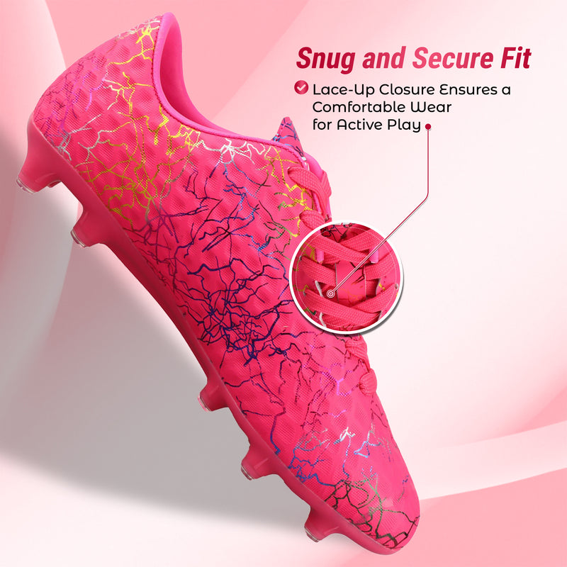 Vizari Zodiac JR pink youth soccer cleat, top view