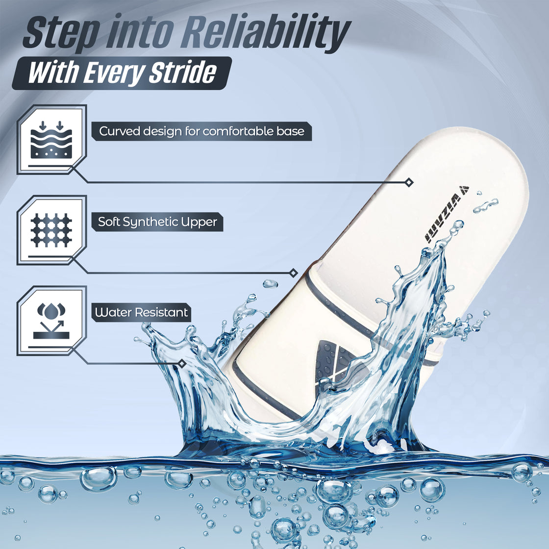 Adult Soccer Slide Sandals - White - Vizari Sports