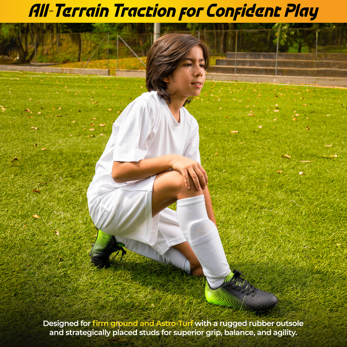 Stealth Firm Ground Soccer Shoes -Black/Green - Vizari Sports