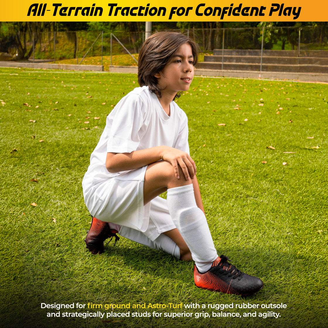 Stealth Firm Ground Soccer Shoes -Black/Orange - Vizari Sports