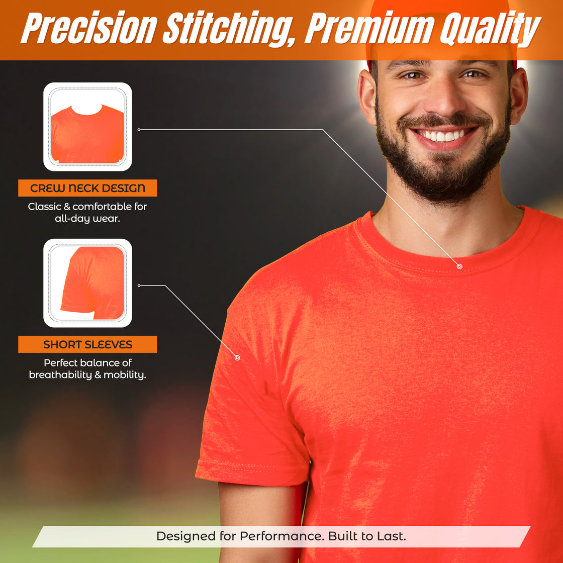 Performance T-Shirt Neon-Orange - Vizari Sports