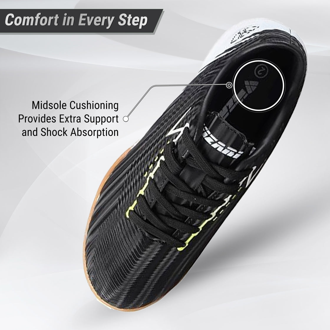 Tesoro JR. Indoor Soccer Shoes-Black/White - Vizari Sports