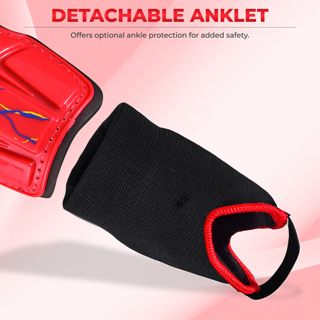 Zodiac Soccer Shin Guard with Detachable Ankle Protection-Red - Vizari Sports