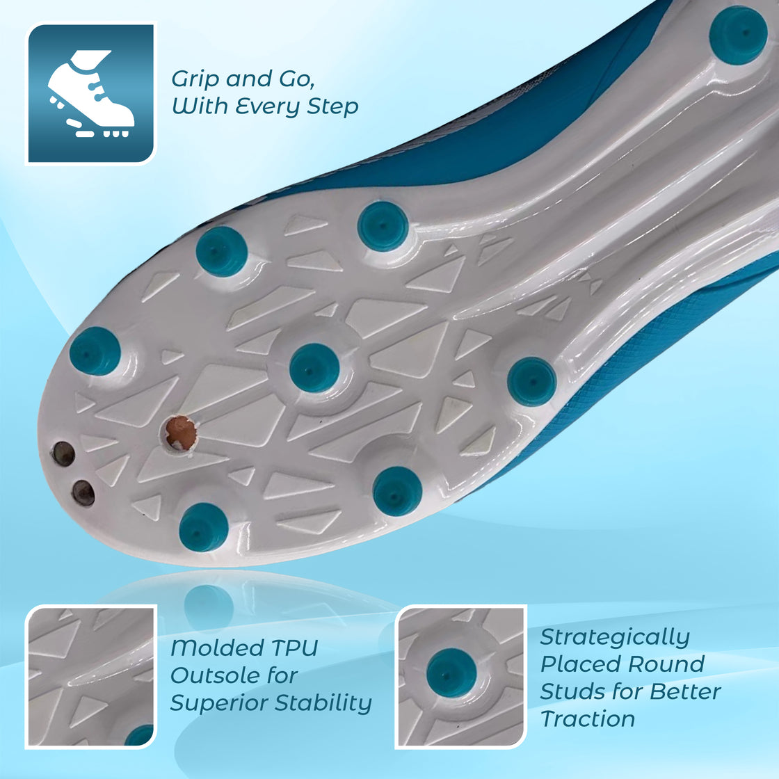 Bodega Junior Firm Ground Soccer Cleats - Sky/White - Vizari Sports