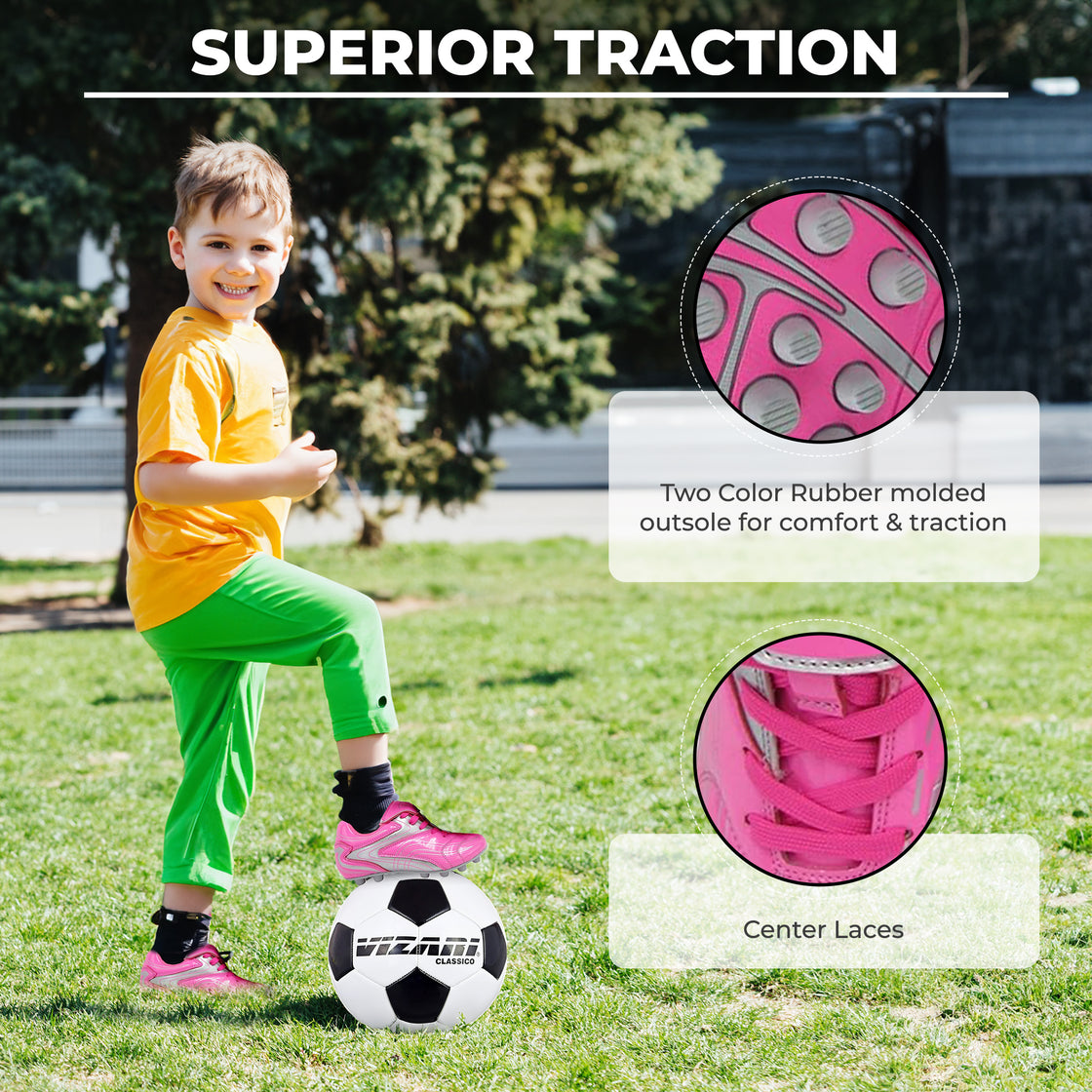 Striker Firm Ground Soccer Shoes -Pink/Silver - Vizari Sports