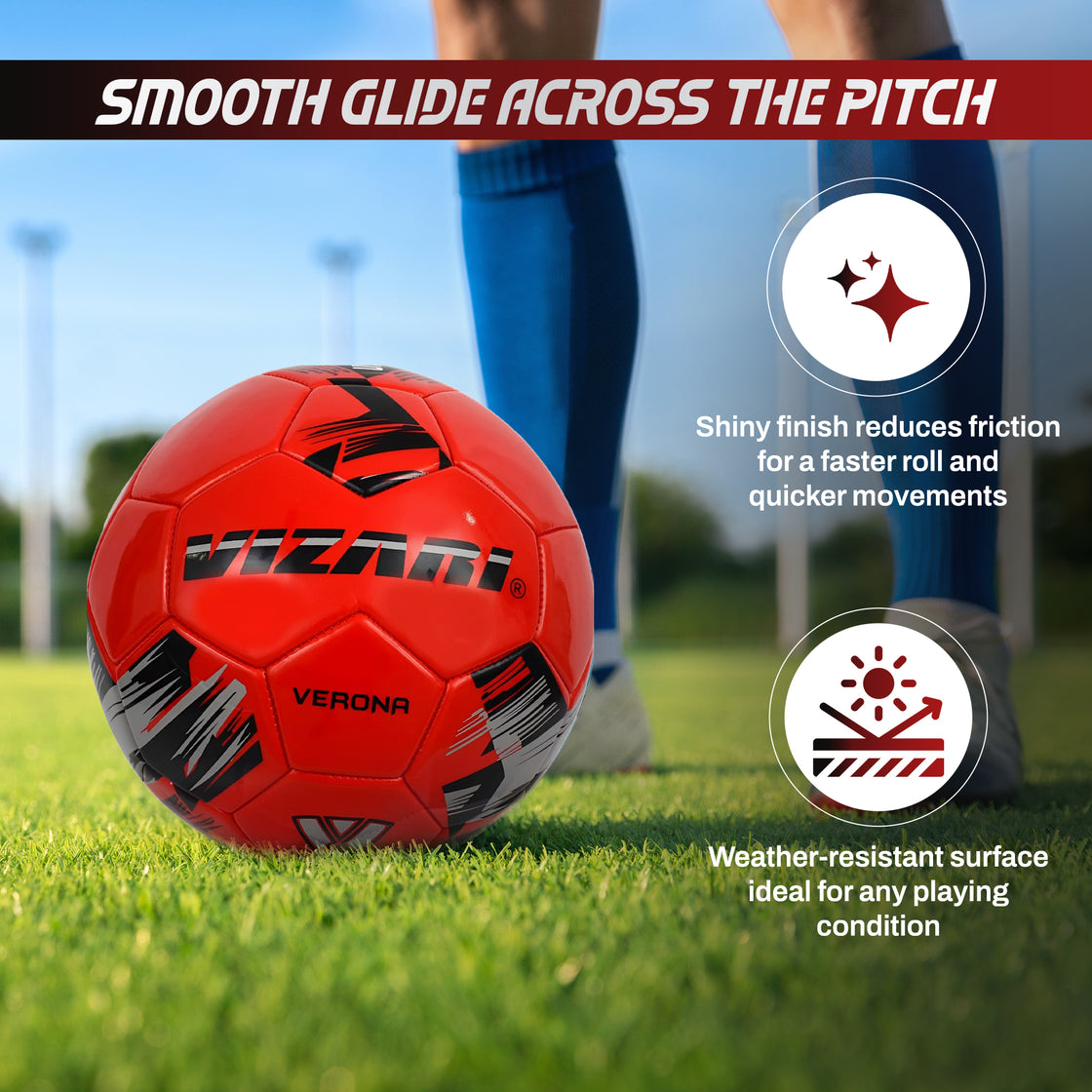 Verona Soccer Ball-Red/Black/Silver - Vizari Sports
