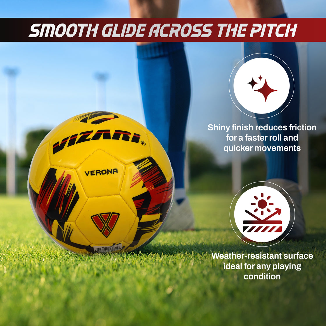 Verona Soccer Ball-Yellow/Black/Red - Vizari Sports