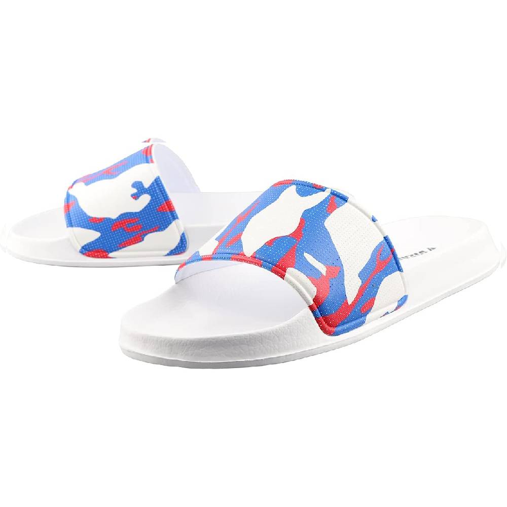 Youth Camo Soccer Slide Sandals-White