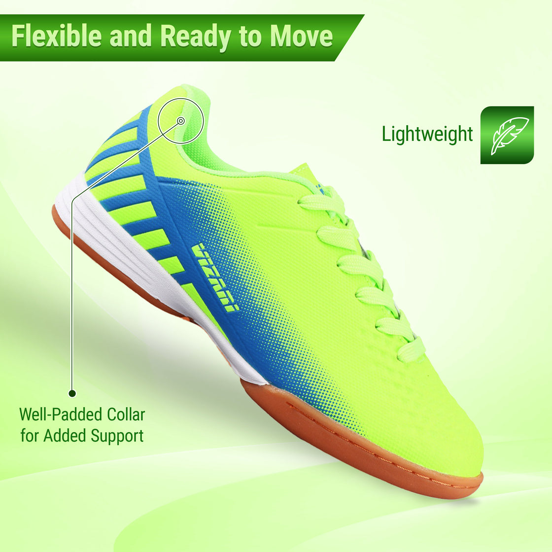 Santos JR Indoor Soccer Shoes -Green/Blue - Vizari Sports