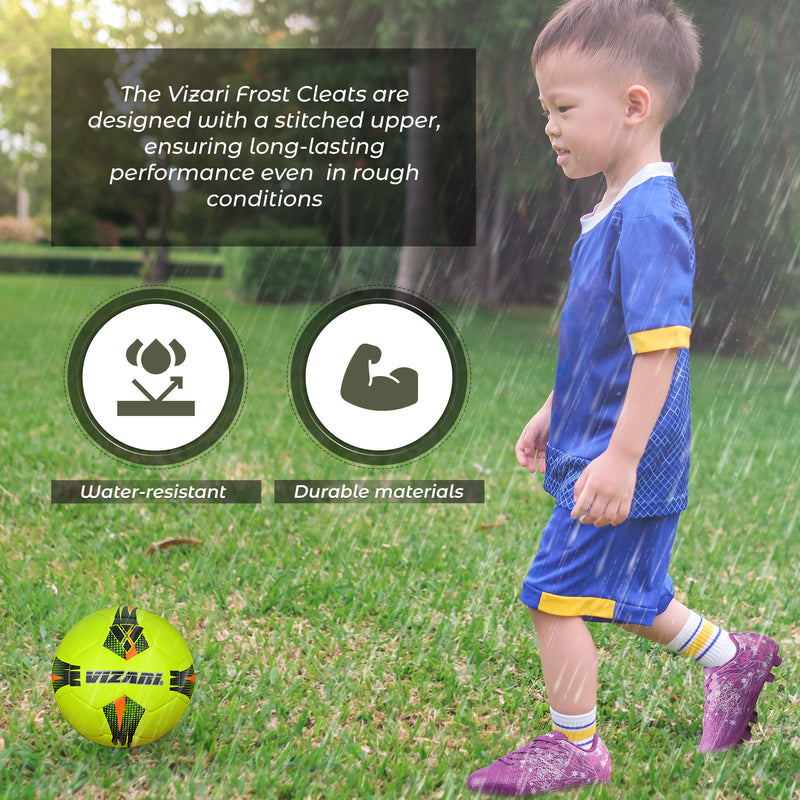 Vizari Frost 3 Youth Firm Ground Soccer Cleats for Natural Grass and Outdoor Play- Purple