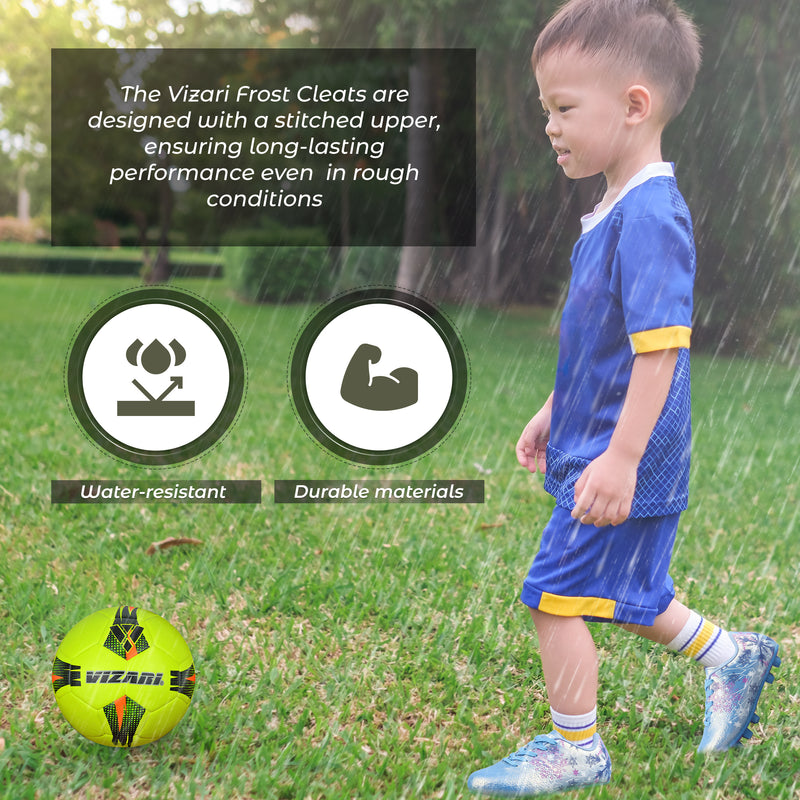 Vizari Sports Frost 3 Youth Firm Ground Soccer Cleats for Natural Grass and Outdoor Play- Blue