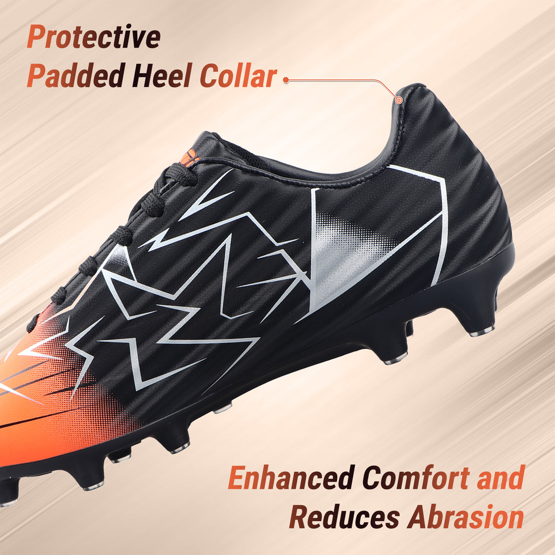 Lucia Junior Firm Ground Soccer Cleats - Black/Orange - Vizari Sports