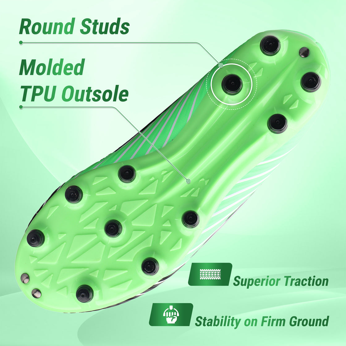 Tesoro Firm Ground Mid-Cut Soccer Shoes -Black/Green - Vizari Sports